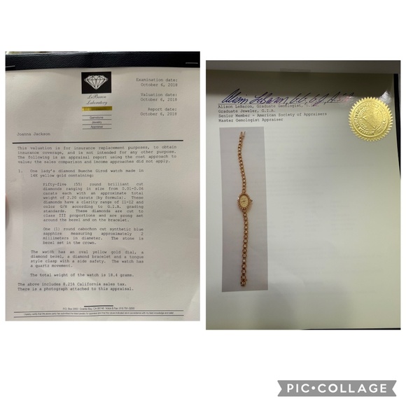 Vintage BEUCHE GIROD 14 K Gold 2.20 carat Diamond Tennis Bracelet watch with Sap - Picture 6 of 6